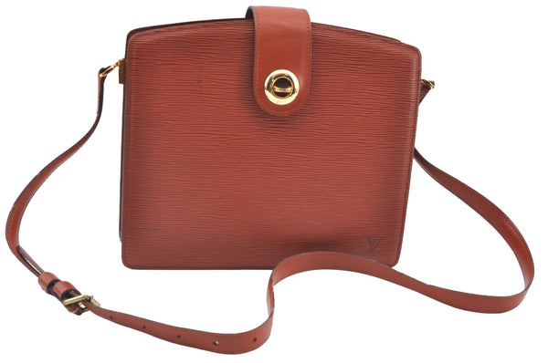 Authentic Louis Vuitton Epi Capucines Shoulder Cross Bag Brown M52341 LV 9168I