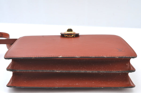 Authentic Louis Vuitton Epi Capucines Shoulder Cross Bag Brown M52341 LV 9168I