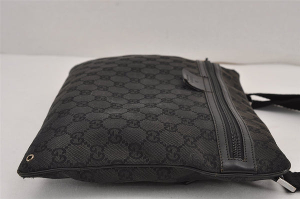 Authentic GUCCI Vintage Shoulder Cross Bag GG Canvas Leather 90476 Black 9169J