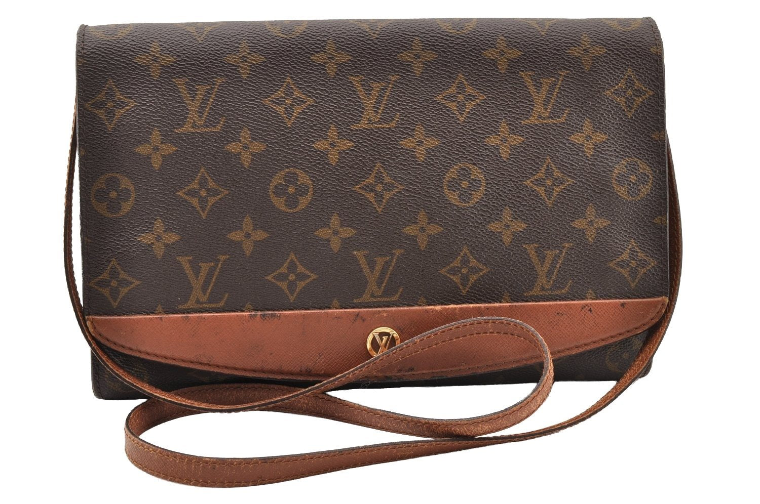 Authentic Louis Vuitton Monogram Bordeaux M51797 2Way Shoulder Clutch Bag 9173I