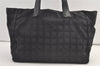 Authentic CHANEL New Travel Line Tote Bag Nylon Leather Black Junk 9173J