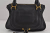 Authentic Chloe Marcie Leather 2Way Shoulder Hand Bag Purse Black 9174J