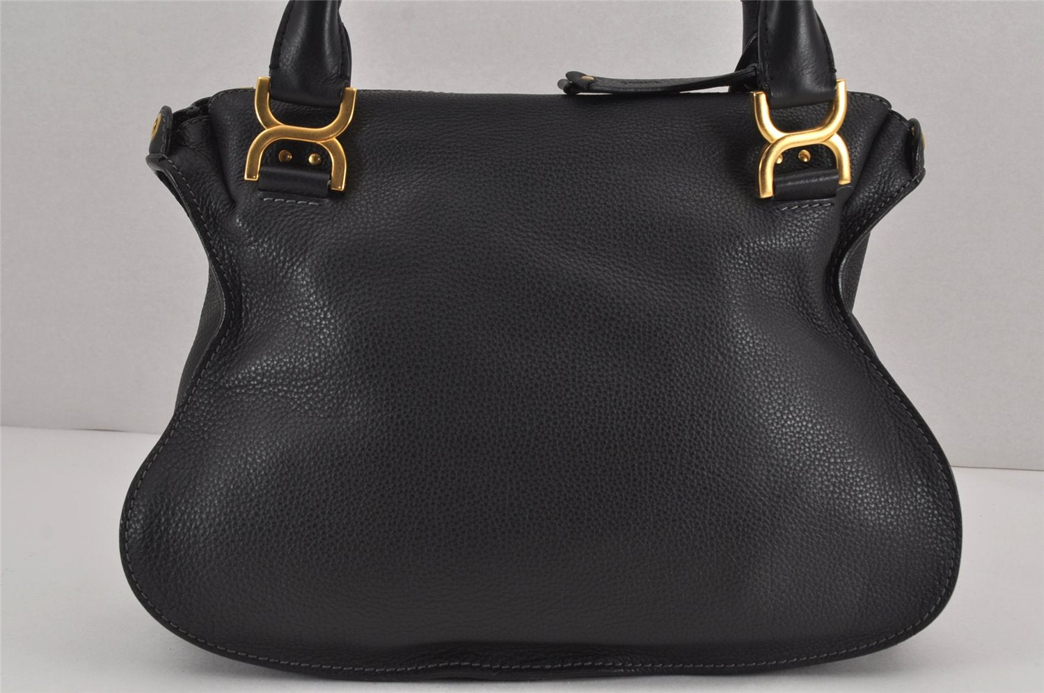 Authentic Chloe Marcie Leather 2Way Shoulder Hand Bag Purse Black 9174J