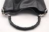 Authentic GUCCI Bamboo 2Way Shoulder Hand Bag Leather 0014095 Black 9176I