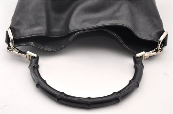 Authentic GUCCI Bamboo 2Way Shoulder Hand Bag Leather 0014095 Black 9176I