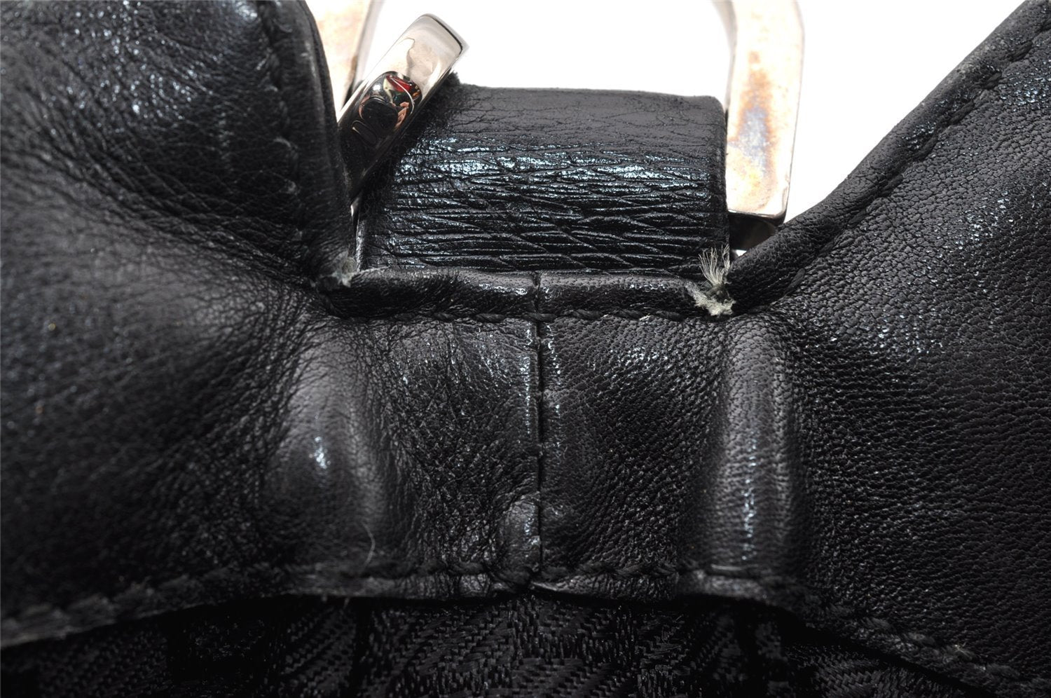 Authentic GUCCI Bamboo 2Way Shoulder Hand Bag Leather 0014095 Black 9176I