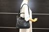 Authentic GUCCI Bamboo 2Way Shoulder Hand Bag Leather 0014095 Black 9176I