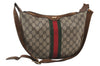 Authentic GUCCI Web Sherry Line Shoulder Bag GG PVC Leather Brown Junk 9178I