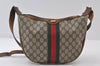 Authentic GUCCI Web Sherry Line Shoulder Bag GG PVC Leather Brown Junk 9178I