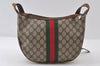 Authentic GUCCI Web Sherry Line Shoulder Bag GG PVC Leather Brown Junk 9178I