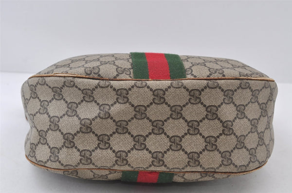 Authentic GUCCI Web Sherry Line Shoulder Bag GG PVC Leather Brown Junk 9178I