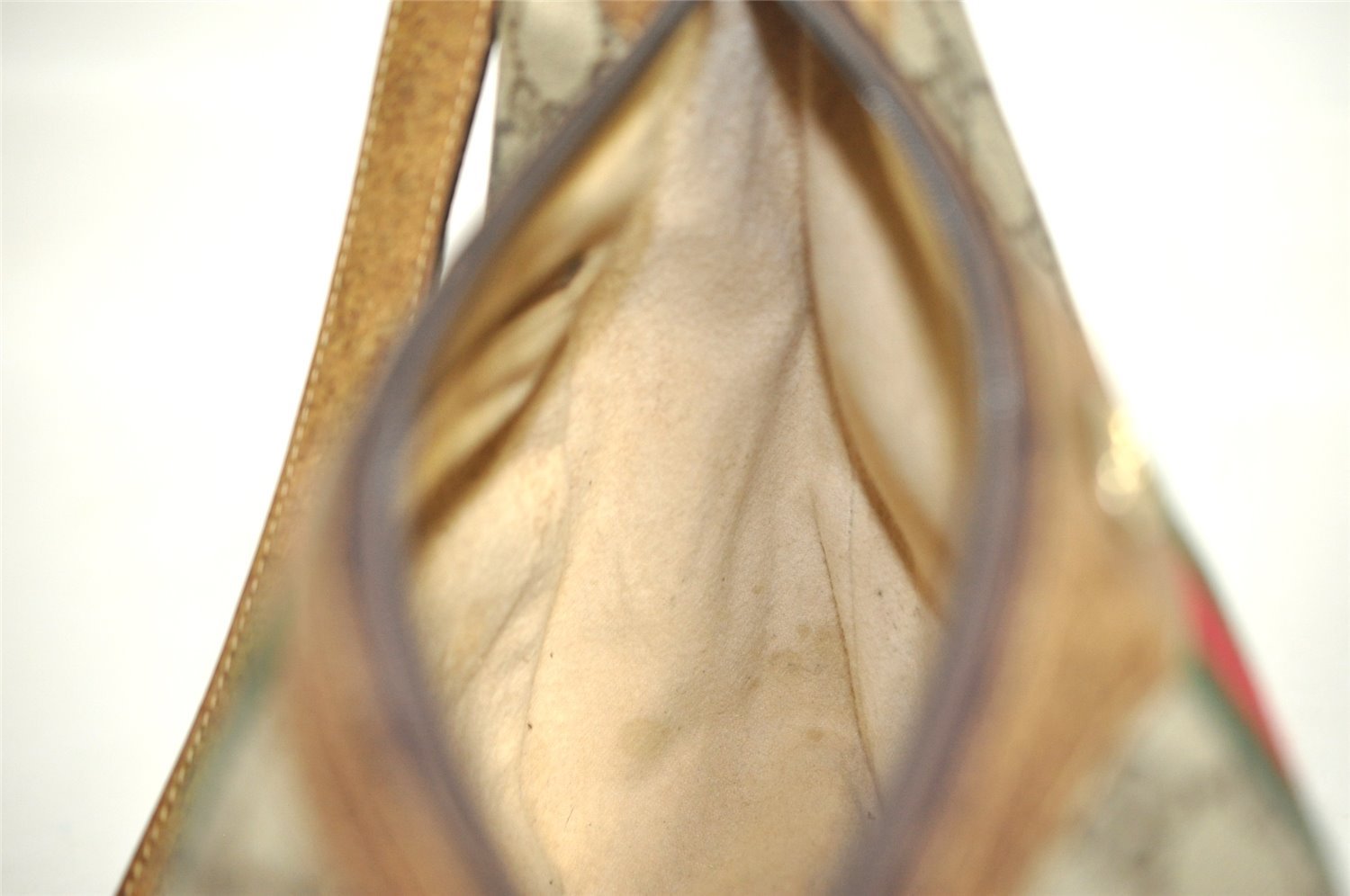 Authentic GUCCI Web Sherry Line Shoulder Bag GG PVC Leather Brown Junk 9178I