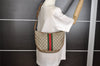 Authentic GUCCI Web Sherry Line Shoulder Bag GG PVC Leather Brown Junk 9178I