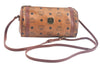 Authentic MCM Visetos Leather Vintage Shoulder Cross Body Bag Purse Brown 9179I
