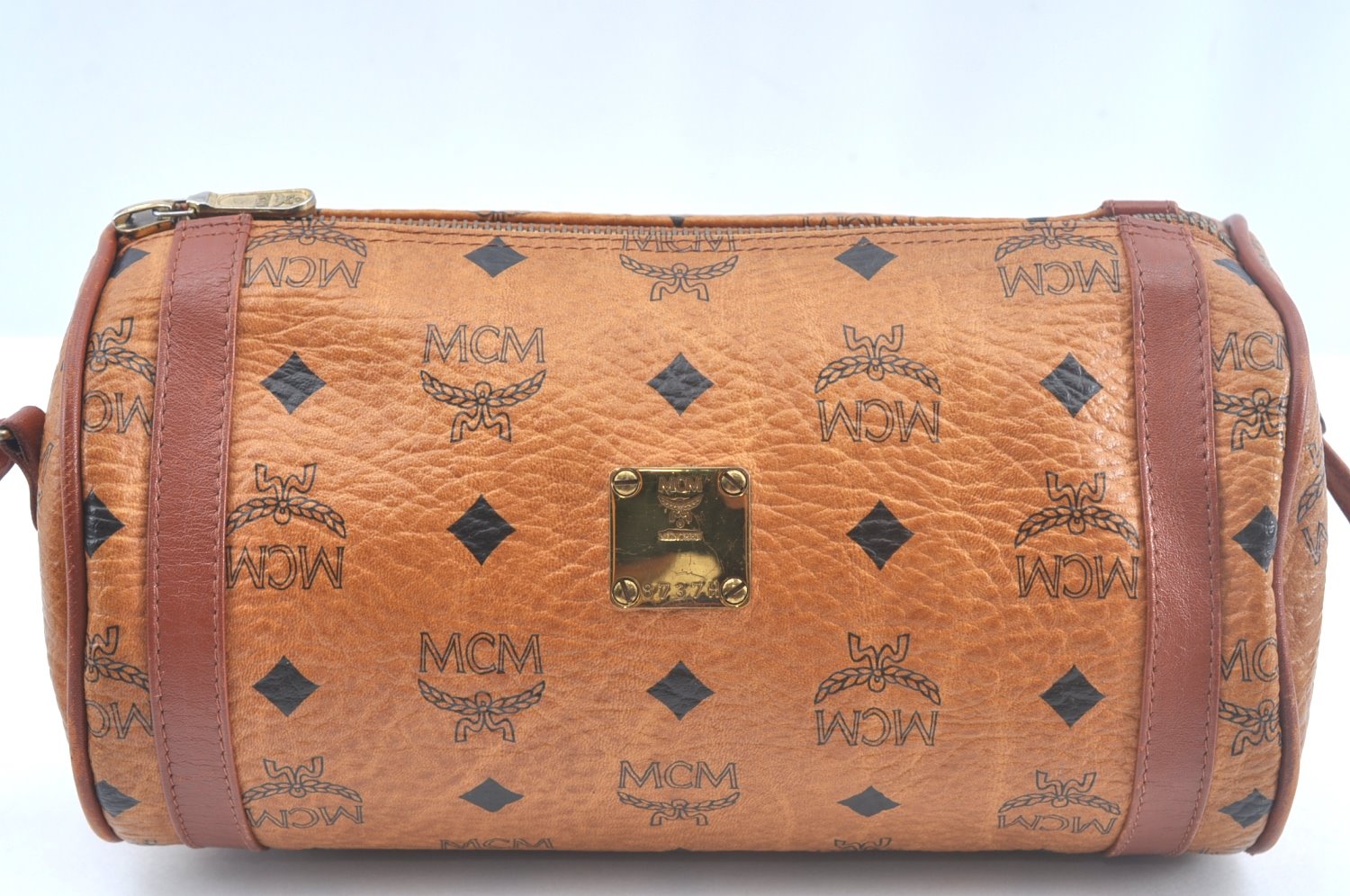 Authentic MCM Visetos Leather Vintage Shoulder Cross Body Bag Purse Brown 9179I