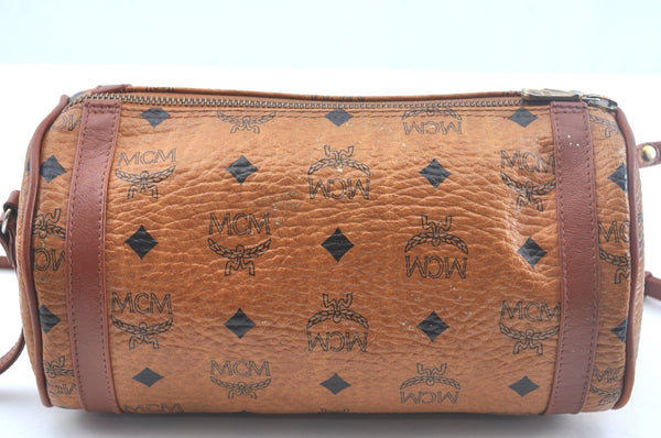 Authentic MCM Visetos Leather Vintage Shoulder Cross Body Bag Purse Brown 9179I