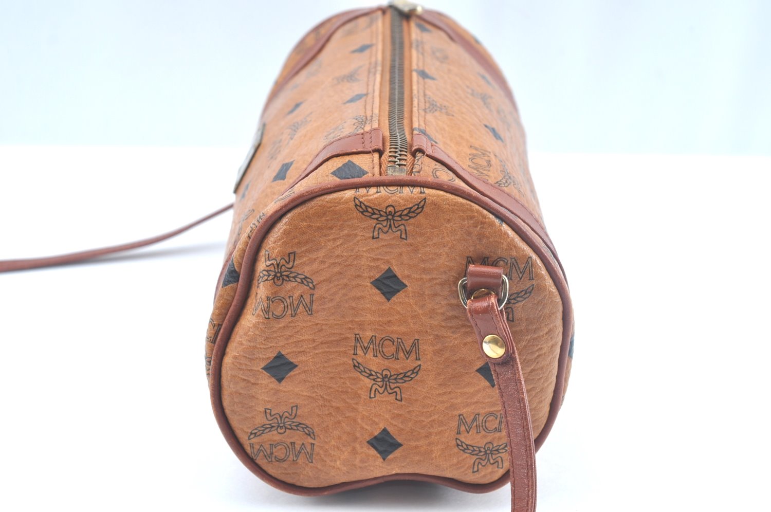 Authentic MCM Visetos Leather Vintage Shoulder Cross Body Bag Purse Brown 9179I