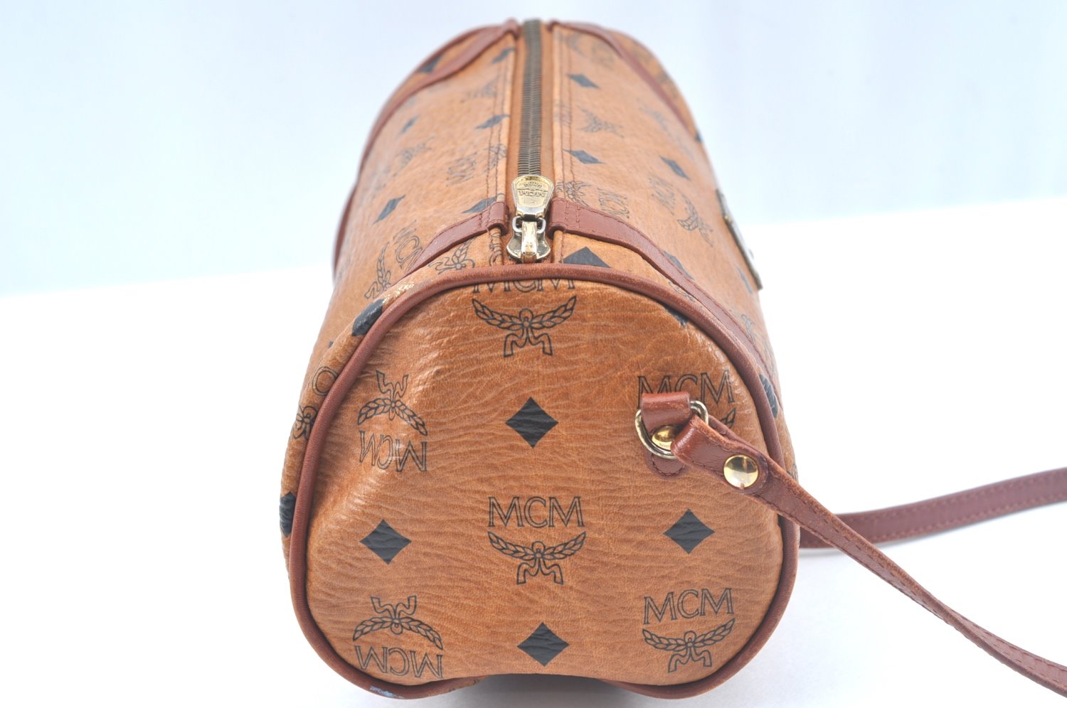 Authentic MCM Visetos Leather Vintage Shoulder Cross Body Bag Purse Brown 9179I