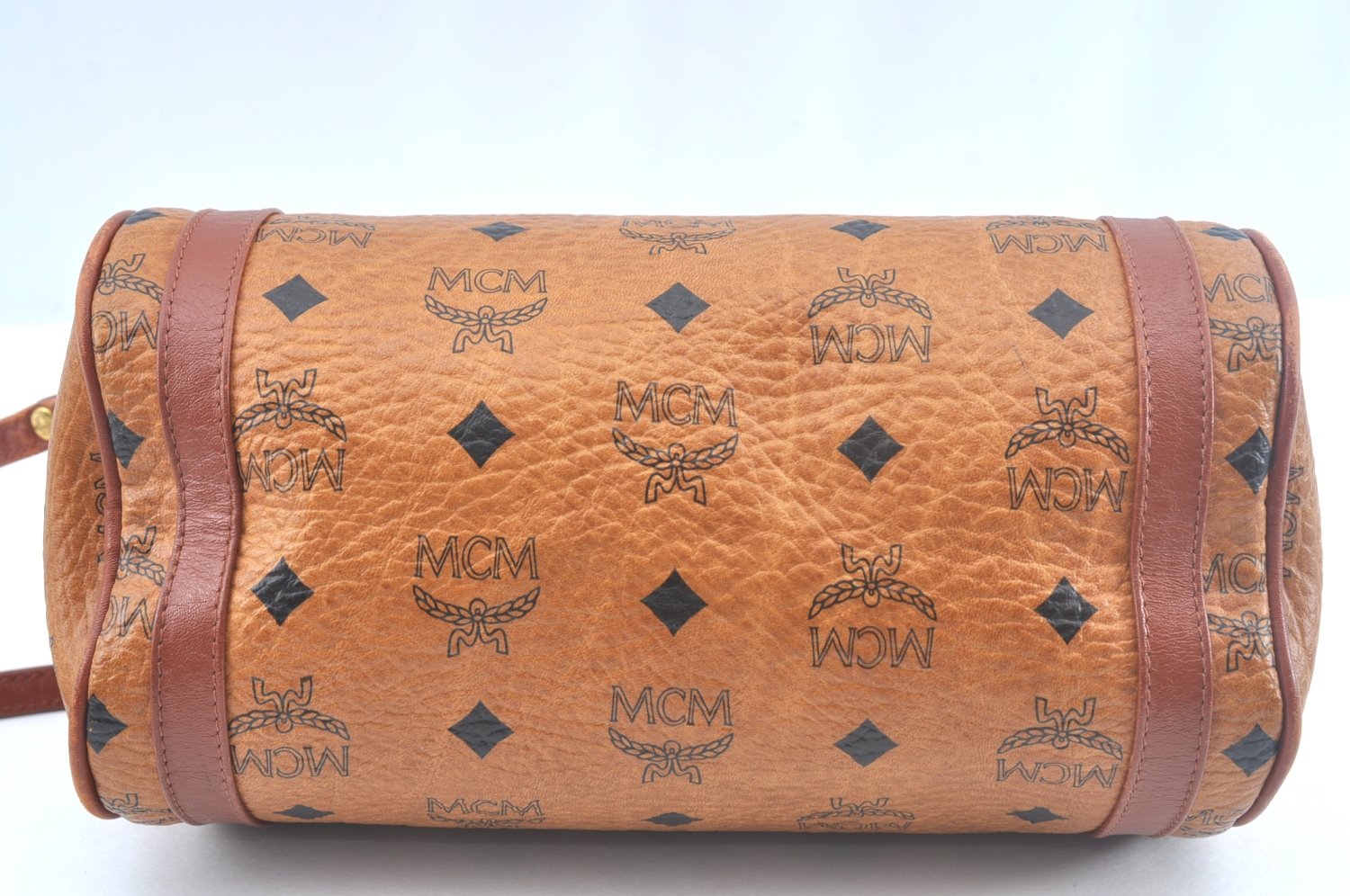 Authentic MCM Visetos Leather Vintage Shoulder Cross Body Bag Purse Brown 9179I