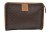 Authentic CELINE Macadam Blason Pattern Clutch Hand Bag PVC Leather Brown 9180I