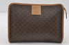 Authentic CELINE Macadam Blason Pattern Clutch Hand Bag PVC Leather Brown 9180I