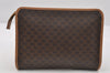 Authentic CELINE Macadam Blason Pattern Clutch Hand Bag PVC Leather Brown 9180I