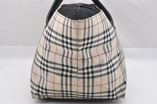 Authentic BURBERRY BLUE LABEL Check Hand Tote Bag Nylon Leather Beige 9181I