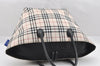 Authentic BURBERRY BLUE LABEL Check Hand Tote Bag Nylon Leather Beige 9181I