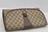 Authentic GUCCI Web Sherry Line Clutch Hand Bag Purse GG PVC Leather Brown 9182I