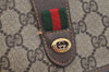 Authentic GUCCI Web Sherry Line Clutch Hand Bag Purse GG PVC Leather Brown 9182I