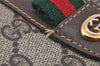 Authentic GUCCI Web Sherry Line Clutch Hand Bag Purse GG PVC Leather Brown 9182I