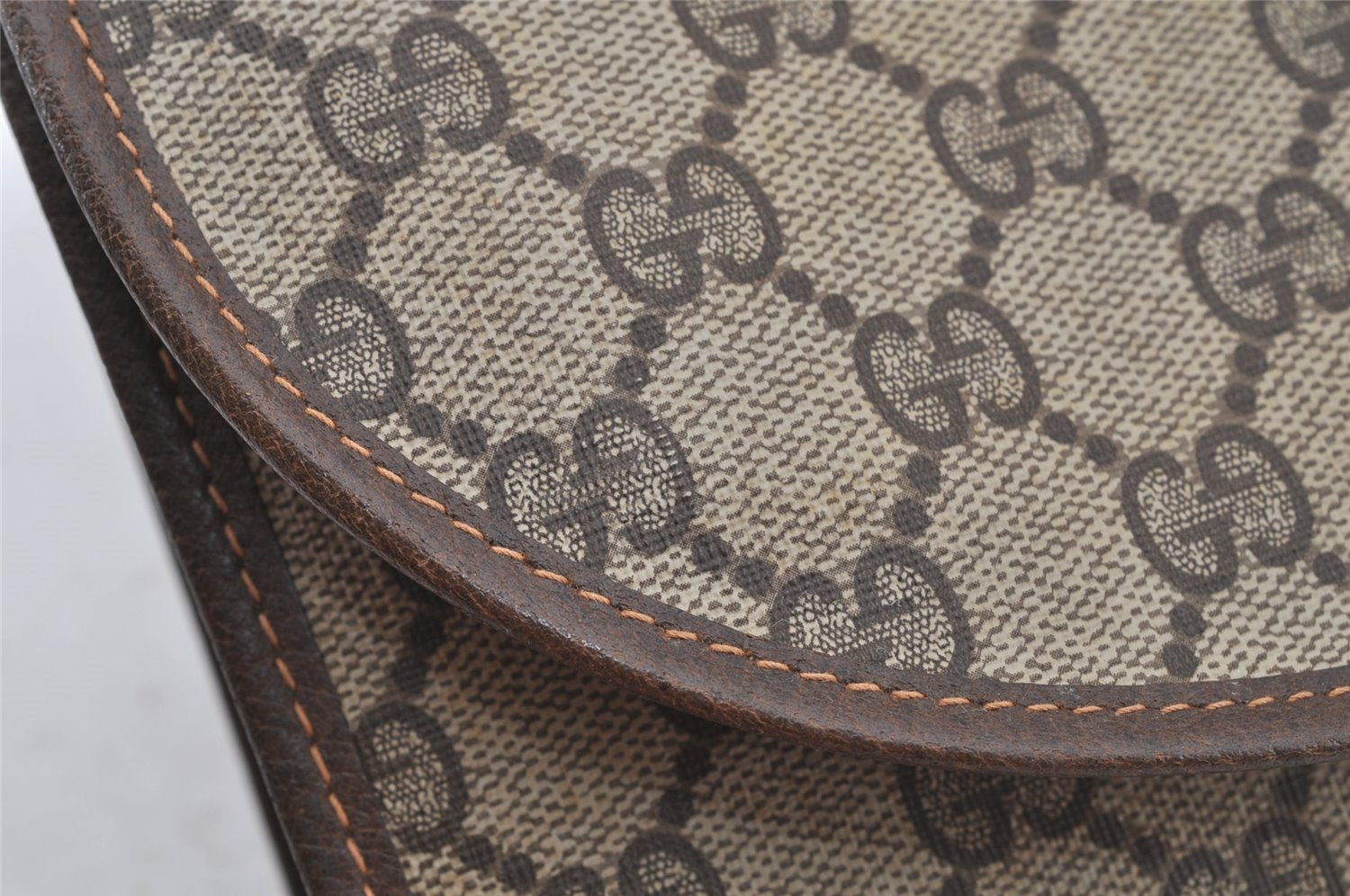 Authentic GUCCI Web Sherry Line Clutch Hand Bag Purse GG PVC Leather Brown 9182I