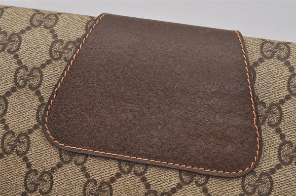 Authentic GUCCI Web Sherry Line Clutch Hand Bag Purse GG PVC Leather Brown 9182I