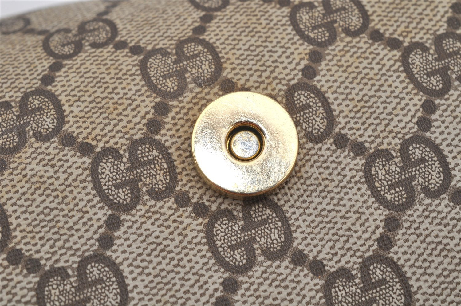 Authentic GUCCI Web Sherry Line Clutch Hand Bag Purse GG PVC Leather Brown 9182I