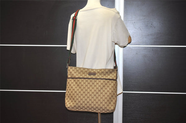 Auth GUCCI Web Sherry Line Shoulder Bag GG Canvas Leather 189751 Brown 9183J