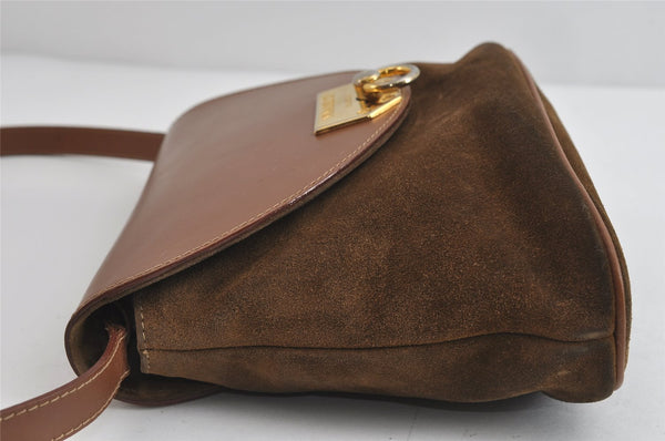 Authentic NINA RICCI Vintage Suede Leather Shoulder Cross Body Bag Brown 9184I