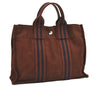 Authentic HERMES Fourre Tout PM Vintage Hand Tote Bag Canvas Brown 9185I