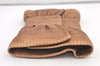 Authentic FURLA Vintage Ribbon Leather Clutch Hand Bag Purse Brown 9185J