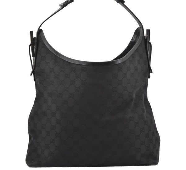 Authentic GUCCI Vintage Shoulder Tote Bag GG Canvas Leather 106242 Black 9186I