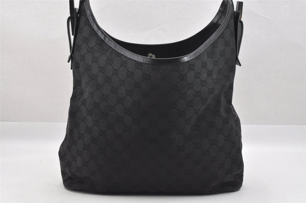 Authentic GUCCI Vintage Shoulder Tote Bag GG Canvas Leather 106242 Black 9186I