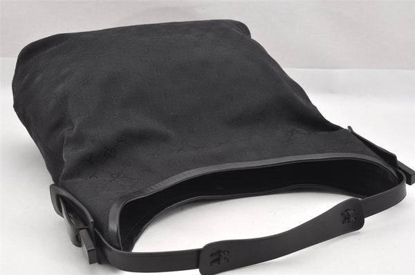 Authentic GUCCI Vintage Shoulder Tote Bag GG Canvas Leather 106242 Black 9186I