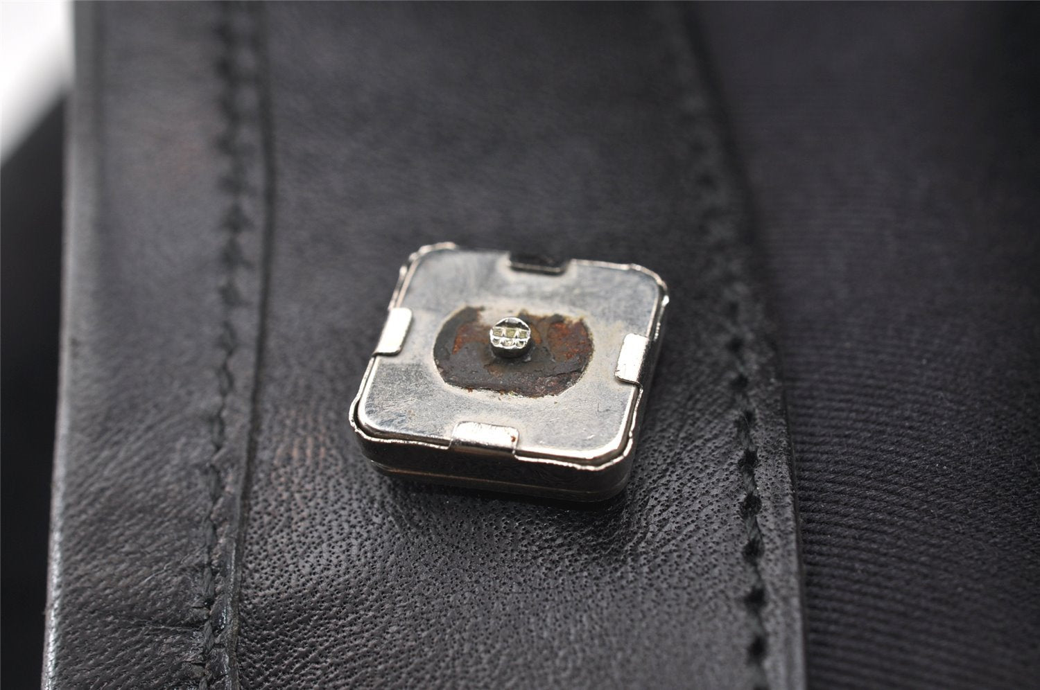 Authentic GUCCI Vintage Shoulder Tote Bag GG Canvas Leather 106242 Black 9186I