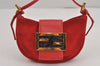 Authentic FENDI Vintage Hand Bag Pouch Purse Suede Leather Red Junk 9188J