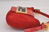 Authentic FENDI Vintage Hand Bag Pouch Purse Suede Leather Red Junk 9188J