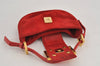 Authentic FENDI Vintage Hand Bag Pouch Purse Suede Leather Red Junk 9188J