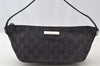 Authentic GUCCI Hand Bag Pouch Purse GG Canvas Leather 0391103 Black 9189I