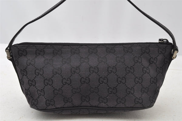 Authentic GUCCI Hand Bag Pouch Purse GG Canvas Leather 0391103 Black 9189I