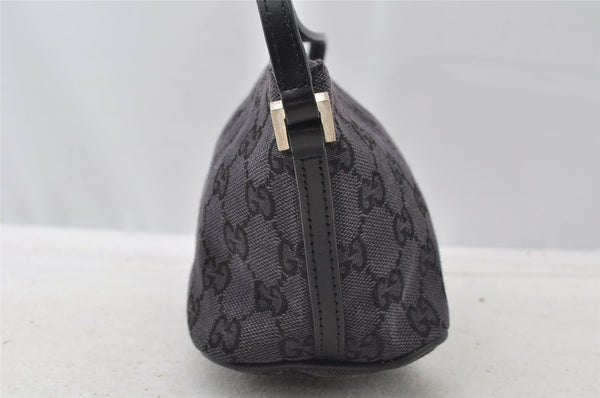 Authentic GUCCI Hand Bag Pouch Purse GG Canvas Leather 0391103 Black 9189I