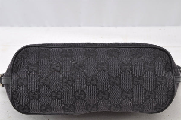 Authentic GUCCI Hand Bag Pouch Purse GG Canvas Leather 0391103 Black 9189I