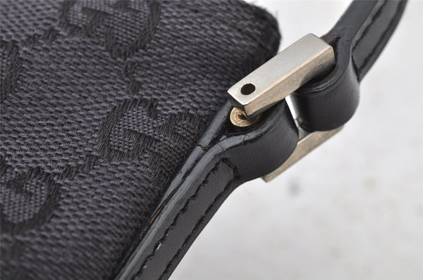 Authentic GUCCI Hand Bag Pouch Purse GG Canvas Leather 0391103 Black 9189I